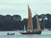 Traditional gaff-rigged schooner